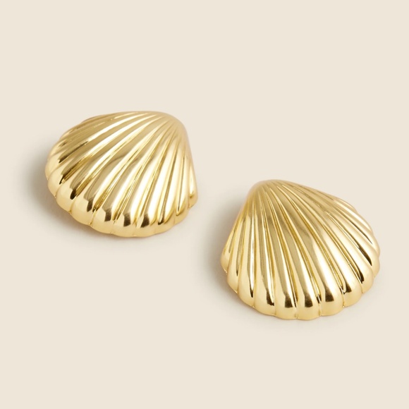 JCREW Metallic Shell Earrings in Burnished Gold $49 BQ554 - Picture 1 of 3